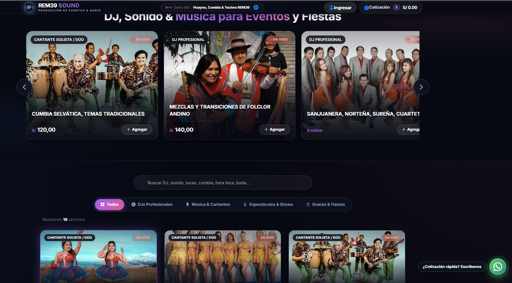 Plataforma DJ Sound Espectáculos